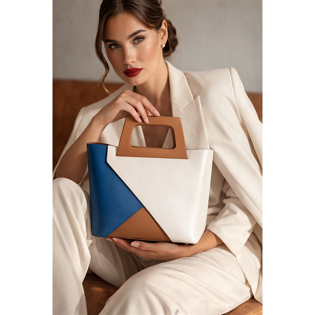 Ledertasche CARLA - Denim - Hergestellt in Italien