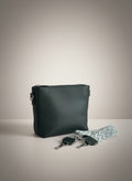 Lederhandtasche beige und blau, mit Schultergurt