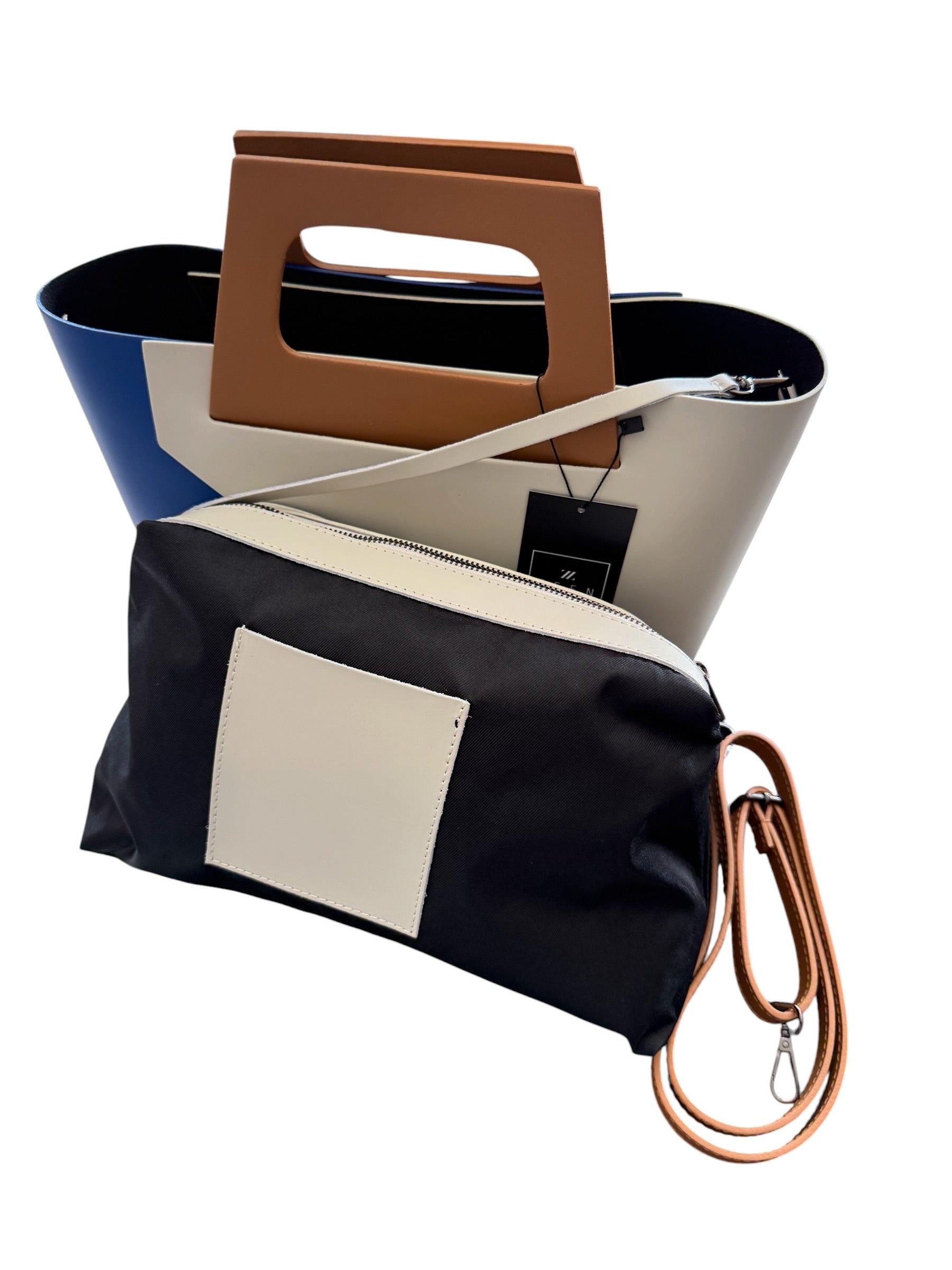 Ledertasche CARLA - Denim - Hergestellt in Italien