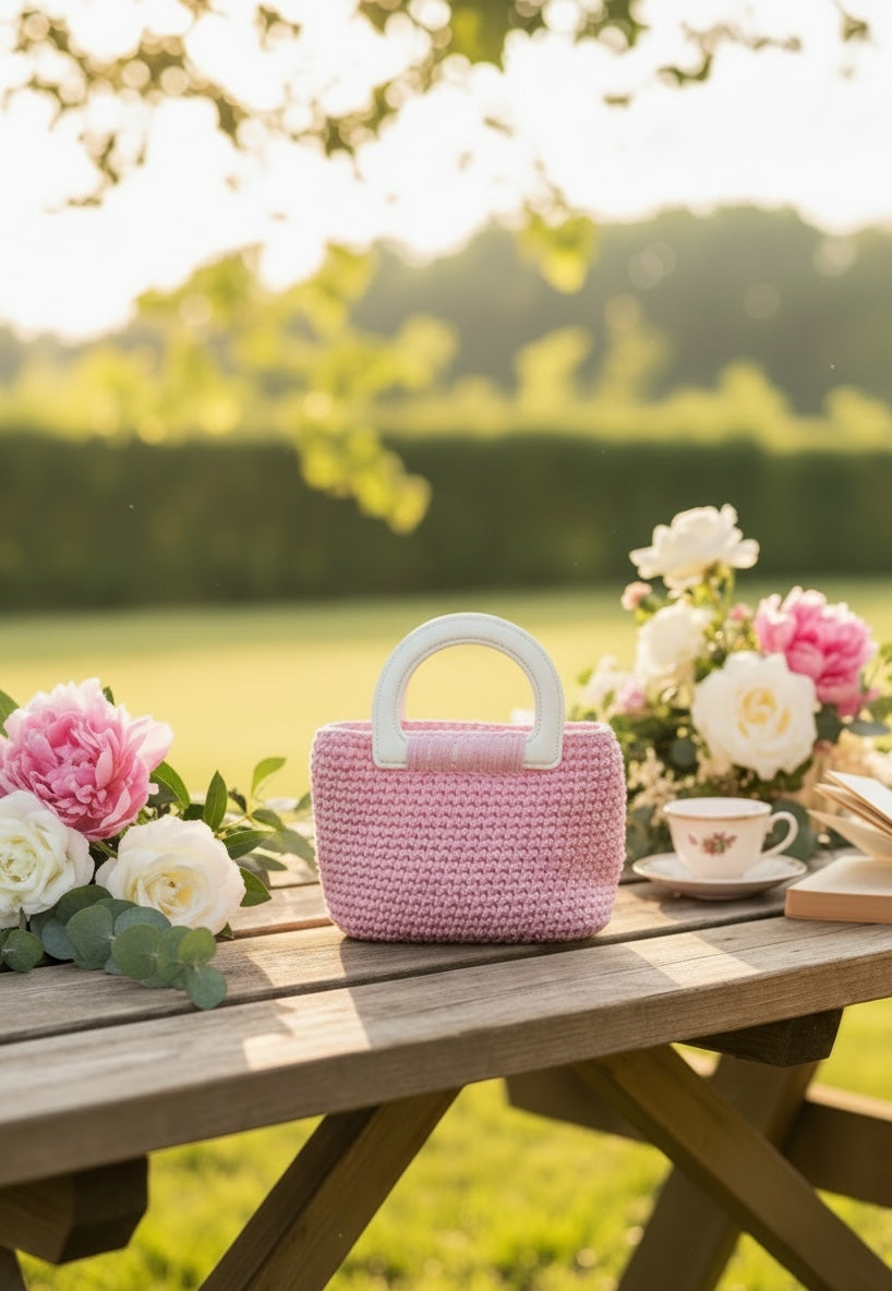 Selbstgehäkelte kleine, süße Tasche „Bébé“