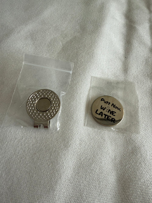 Ballmarker „Putt Now, Wine Later“