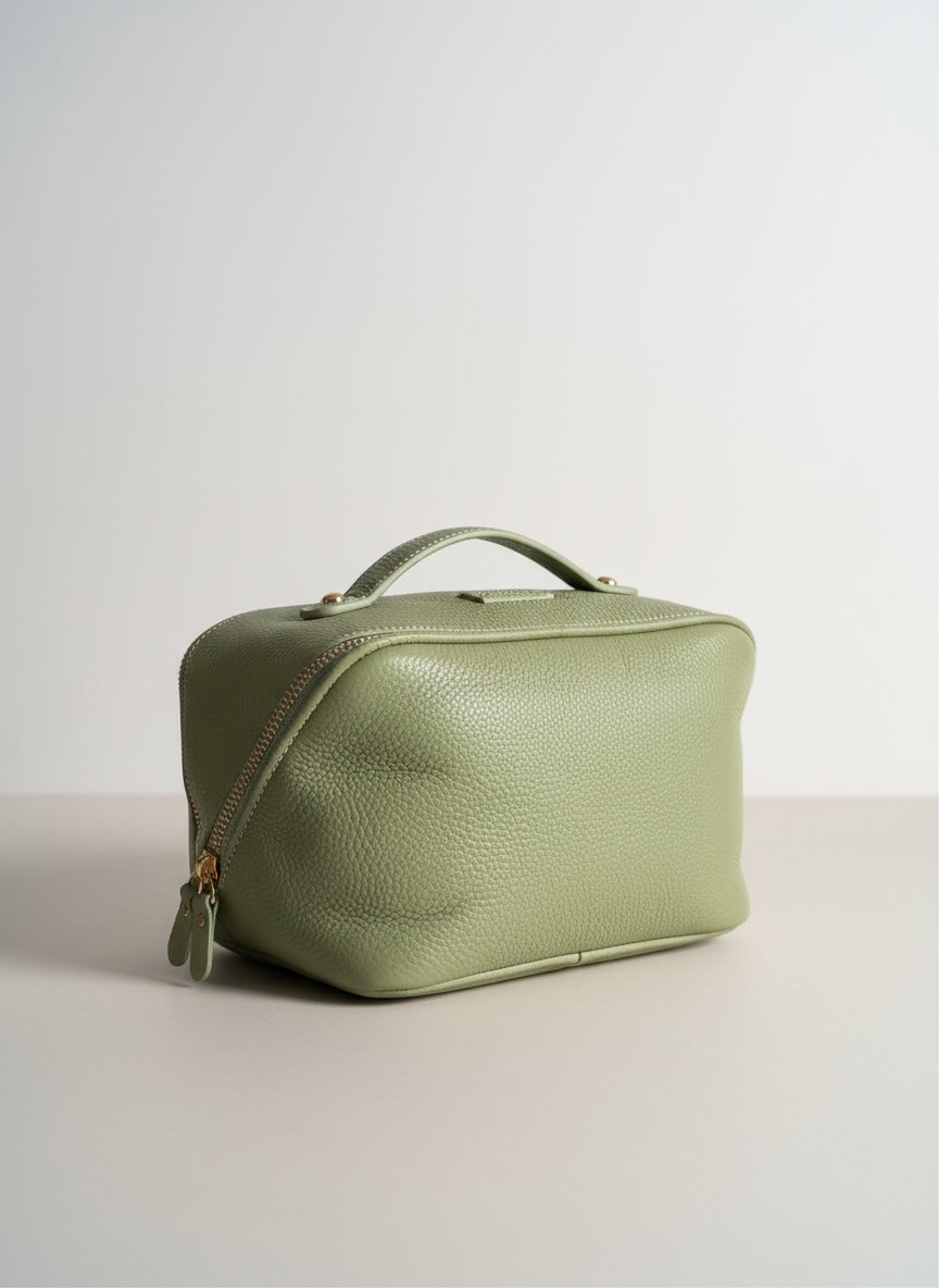 Leder-Kosmetiktasche, Lindgrün