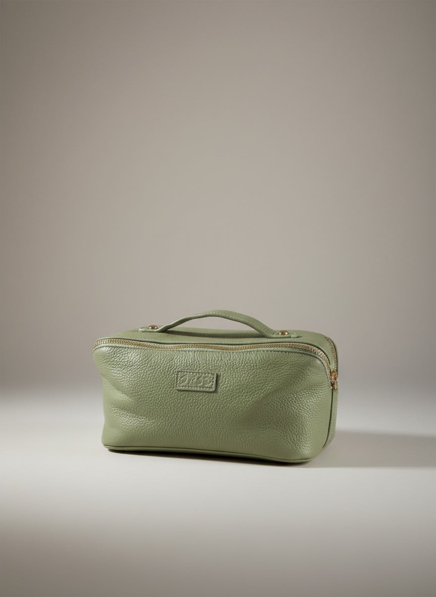Leder-Kosmetiktasche, Lindgrün