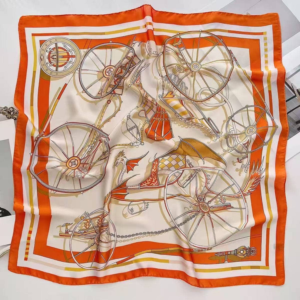Vintage-Quadrat-Schal Seidengefühl Orange Glanz 70x70