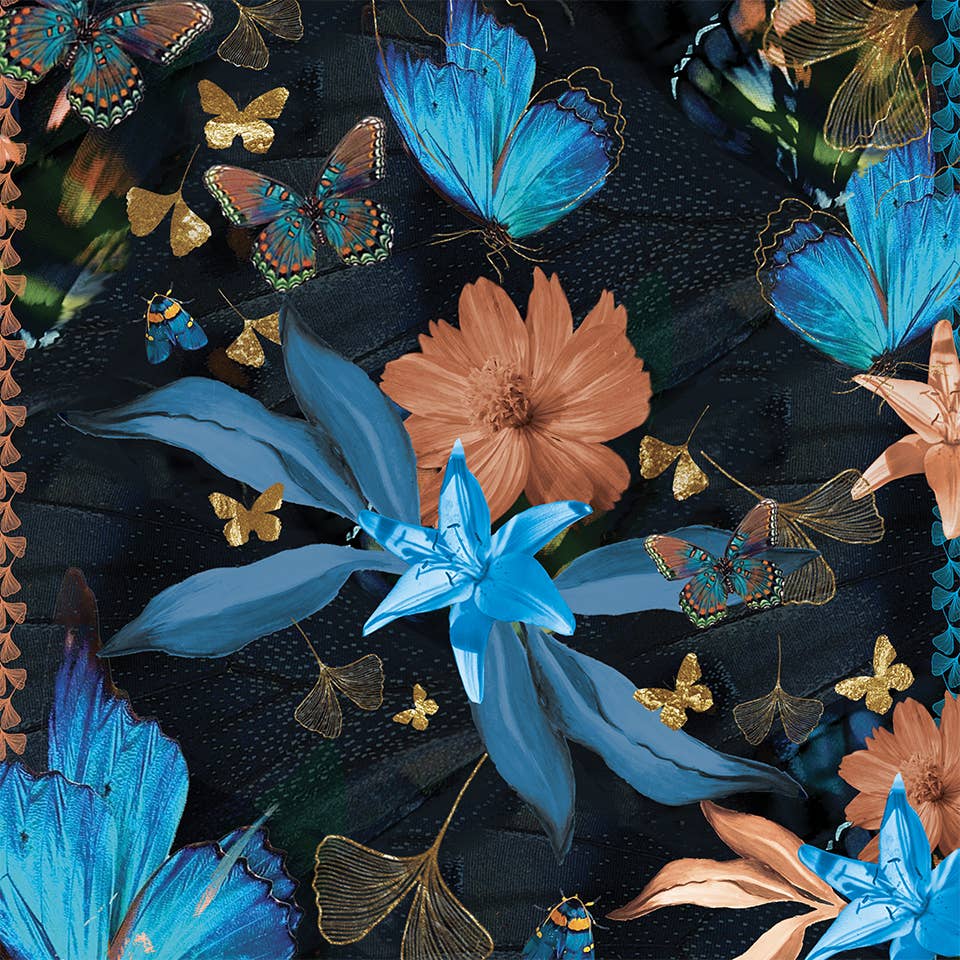 Modales Tuch 90x90cm bedruckt KOSMOS BLAU